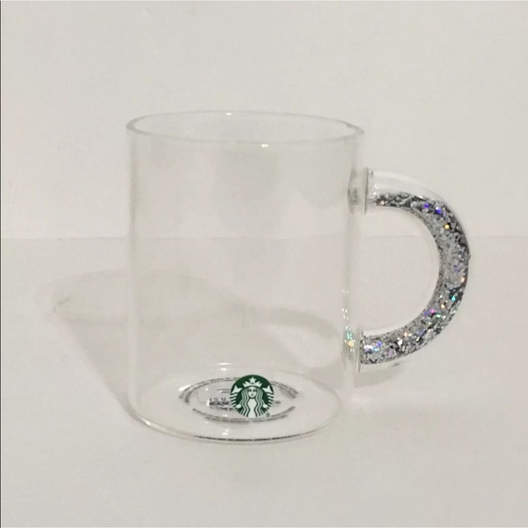 starbucks glass mug with glitter handle